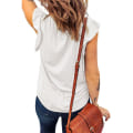 Miniatyrbilde 2 av 3: Kvinners Ruffled V-hals Tanktopper Sommer Ermeløs Bluse White 3XL