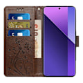 Miniatyrbillede 2 af 5: Læder Wallet Case med Sommerfugl og Blomster til Samsung Galaxy S25 Edge med Rem Multicolor Brown