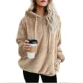 Miniatyrbild 1 av 2: Kvinnlig Teddybjörn Hoodie Jacka Varm Fluffig Huvad Tröja Lös Höst Vinter Toppar Apricot 2XL