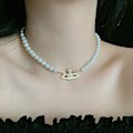 Pikkukuva 2 / 5: Helmi kaulakorusetti, keinotekoinen helmikaulakoru, helmi choker kaulakoru C