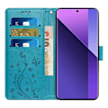 Miniatyrbillede 2 af 5: Læder Wallet Case med Sommerfugl og Blomster til Samsung Galaxy S25 Edge med Rem Multicolor Blue