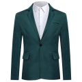 Miniatyrbillede 1 af 5: Yynuda Herre Business Casual Klassisk Hakket Lapel Dobbelt Split Ren Farve En-Knaps Jakke 11 Farver Dark Green L