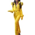 Miniatyrbillede 1 af 5: Kvinder Vinter Varm Vinterdragt Udendørs Sportsbukser Skidragt Vandtæt Jumpsuit Yellow L