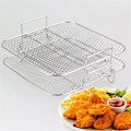Miniatyrbillede 2 af 5: Rustfrit stål Airfryer Gryde Dobbelt Lag Stativ Alsidig Firkantet Rist Grill Airfryer Holder 5QT/5.7QT/6.8QT