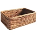 Miniatyrbillede 1 af 4: Håndvævet Rektangulær Rattan Kurv Frugt Te Snack Brød Picnic Kosmetik Opbevaringsboks Kitch -ES