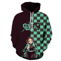 Miniatyrbilde 1 av 2: Demon Slayer Anime Hoodie for Voksne Tanjirou Nezuko 3D-trykk Hettegensere Topp Genser Gaver B XL