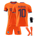 Miniatyrbilde 1 av 3: 2425 Nederland hjem fotballdrakt MEMPHISJersey sett med sokker+Beskyttelsesutstyr 20(110-120cm)