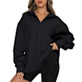 Miniatyrbillede 1 af 4: Kvinder Casual Toppe Sweatshirts Løs Langærmet Plain Pullover Black L
