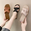 Miniatyrbild 3 av 5: Sommartofflor för damer, utomhusbruk, koreansk stil Ins Web, modesandaler Beige crossover strap 40-41