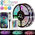 Miniatyrbilde 2 av 5: 20m LED-lys Bluetooth RGB-lys LED-stripe med 44-knappers fjernkontroll Musikk-synkronisering Fargeskiftende LED-stemningsstripe Fule53 -ES 2M Full Set 5050 24Key BT USB