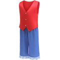 Pikkukuva 2 / 5: 2–13-vuotiaat lapset Anime One Piece Monkey D Luffy Cosplay set Halloween-juhlapukulahjat 6-7Years