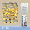 Miniatyrbilde 2 av 5: Ocean Real Seashell 0,8"(h) 40 Led String Lights 13,85ft Batteridrevet Vanntett Varm Hvit Med Timer Og Fjernkontroll For Strandtema Dekor B