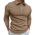 Pikkukuva 1 / 2: Miesten pitkähihaiset raidalliset golf-polot paidat vetoketjulla Khaki 2XL