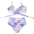 Miniatyrbillede 3 af 5: Dametøj Kryds Kors Push Up Badetøj Top Mavekontrol Halter Bikini Højtaljet Badetøj Todelt Badetøj Purple-1 Large