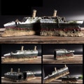 Miniatyrbillede 4 af 5: Akvarium Titanic Middelhavsmodel skibsdekorationer Kunstigt skibsvrag Tilgang til hjemmet Harpiks sænket bådfisk levende ornament