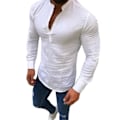 Miniatyrbild 1 av 2: Herrar Toppar V-ringad Tröja Långärmad Henley Tröja White XL