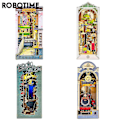 Pikkukuva 2 / 5: Robotime Rolife DIY Kirjakulma Japanilainen Sakura Densya In Books -sarjassa Puinen Miniatyyritalo Kalusteilla Nukkekodin Rakennussarja Leikki JB Tgb01 sakura densya