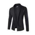 Miniatyrbild 1 av 3: Herrar Kragehals Långärmad Öppen Fram Cardigan Business Casual Ytterkläder Black 3XL