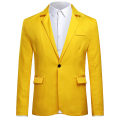 Miniatyrbilde 1 av 5: Yynuda Herre Business Casual Klassisk Hakk Lapel Dobbel Splitt Pure Color Enknapps dressjakke 11 farger Yellow 2XL