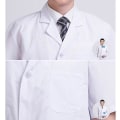 Miniatyrbild 3 av 4: Sommar Unisex Vit Labrock Kortärmad Fickor Uniform Arbetskläder Läkare Sjuksköterska Kläder -ge L  170