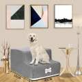 Miniatyrbild 1 av 3: Trappsteg Nytt andningsbart mesh Vikbar husdjurstrappa Avtagbar husdjurssäng Katt Hundramp 2 steg Gray