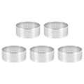 Pikkukuva 3 / 5: Ruostumattomasta teräksestä valmistettu reikäinen piirakkarengas, 5 kpl 5 cm reikäinen kakku-mousse-rengas, DIY pyöreät piirakkarenkaat Silver