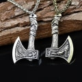 Miniatyrbillede 2 af 4: Dobbeltsidige Rune Ulv Og Ravn Slaviske Amuleter Talismaner Viking Odin Håndøks Halskæder Vedhæng Nordiske Vikinger Smykker -ES