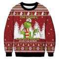 Miniatyrbillede 1 af 3: Voksne Par Julefest Sweatshirt Grinch Print Rundhals Pullover Langærmede Grønne Monster Toppe E XL