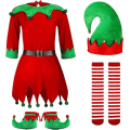 Miniatyrbild 1 av 5: 3-10 år Barn Jultomte Cosplay Dräkter Klänning Strumpor Skor Hatt Set 4-5 Years
