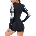 Miniatyrbillede 4 af 5: Dames Enstyk Badedragt Langærmet Rash Guard Kvinder Våddragt Atletisk Badedragt Surfing Dykning Lynlås Foran Badetøj Badekostume Tangrui Black 2939 L