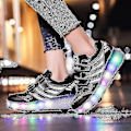 Miniatyrbild 4 av 4: 2023 Nya Led Light Up Roller Shoes Double Wheel USB Uppladdningsbara skridskoskor A -HG Black 31