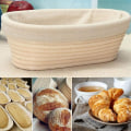 Pikkukuva 4 / 5: Banneton-kohoamisvasisetti - Artisan-hapanleivän leipomoastia, taikinan raaputus-/leikkuutyökalu ja Brotfor