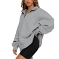 Miniatyrbillede 2 af 4: Kvinder Casual Toppe Sweatshirts Løs Langærmet Plain Pullover Gray L