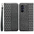 Miniatyrbild 1 av 5: Kompatibelt Plånboksfodral för Samsung Galaxy A26 5G, Stark Magnetisk Rutmönstrad Prägling Läder Flipfodral Black