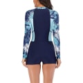 Miniatyrbilde 4 av 5: Badedrakt for kvinner, endel, lang erme, rashguard, dame våtdrakt, atletisk badedrakt, surfing, dykking, glidelås foran, badetøy, Tangrui Navy Blue 0385 S