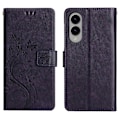 Miniatyrbillede 1 af 5: Læder Wallet Case med Sommerfugl og Blomster til Samsung Galaxy S25 Edge med Rem Multicolor Dark Purple