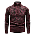 Miniatyrbild 1 av 4: Hög Halsad Stickad Tröja för Män, Långärmad, Pullover Wine Red M