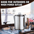 Miniatyrbild 2 av 5: Kaffeperkolator för Spisplatta för Camping, Perkolator Kaffekanna Rostfritt Stål Kaffebryggare Camping Utomhus Hemma 9 Koppar