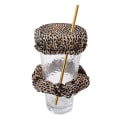 Miniatyrbillede 1 af 5: Drikkedæks-Scrunchie - Den Genanvendelige Drikkevare-Spikning Forebyggelses-Scrunchie Som Set I Shark Tank Til Kvinder Brown leopard print