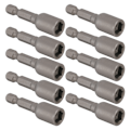Miniatyrbillede 4 af 5: 10 stk. Power Nut Driver Hex Magnetisk Bit Sæt Socket Slagboremaskine Bits M8x48mm 1/4in SkaftGrå