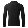 Miniatyrbilde 3 av 5: Langermet poloskjorte med glidelås for menn Casual Pullover Topper Black 3XL