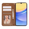 Miniatyrbild 2 av 5: Kompatibelt Plånboksfodral för Samsung Galaxy A26 5G, Stark Magnetisk Rutmönstrad Prägling Läder Flipfodral Brown