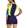 Miniatyrbillede 3 af 5: Dame One Piece Badedragt Langærmet Rash Guard Dame Våddragt Atletisk Badedragt Surfing Dykning Lynlås Foran Badetøj Svømmekostume Tangrui Navy Yellow M