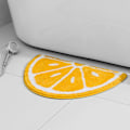 Miniatyrbillede 2 af 5: Halvrund Mikrofiber Blød Citronformet Badeværelsesmåtte, 40cmx60cm