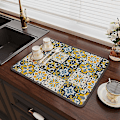 Pikkukuva 1 / 5: Super Imuva Superabsorbentti Antislip Suuri Keittiön Imuva Valutusmatto Kahvi Astian Kuivausmatto Nopea Kuivaus Kylpyhuoneen Valutuslevy Astiamatto Retro flower 60x50cm