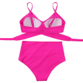 Miniatyrbild 4 av 5: Dam Bikinitop med Korsband, Push-Up, Magkontroll, Halter, Högmidjad Bikini, Tvådelad Baddräkt Rose Red Medium