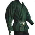 Miniatyrbillede 1 af 2: Mænds Middelalderlig Retro Pirat Kostume Langærmet Bluse Skjorte V-Hals Snøre Skjorte Topper Green L