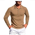 Pikkukuva 1 / 2: Miesten pitkähihainen poloshirtti, urheilullinen ja rento, liikekäyttöön sopiva Khaki XL