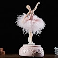 Miniatyrbild 2 av 5: Ballerina Musiklåda Dansande Flicka Svanssjön Karusell Med Fjäder För Födelsedagspresent -ge White