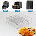 Miniatyrbillede 5 af 5: Rustfrit stål Airfryer Gryde Dobbelt Lag Stativ Alsidig Firkantet Rist Grill Airfryer Holder 5QT/5.7QT/6.8QT